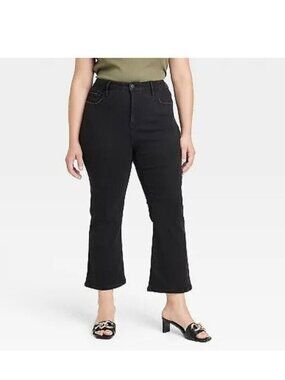 Ava & Viv High-Rise Ankle Bootcut Jeans Womens Plus Size 24W Black Stretch NWT